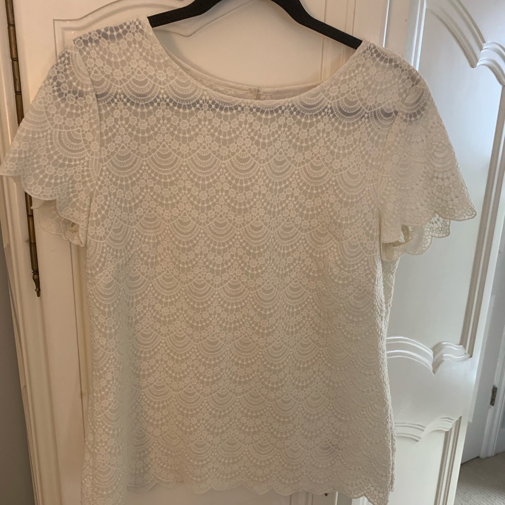 Loft Lace Top with Scallop edges